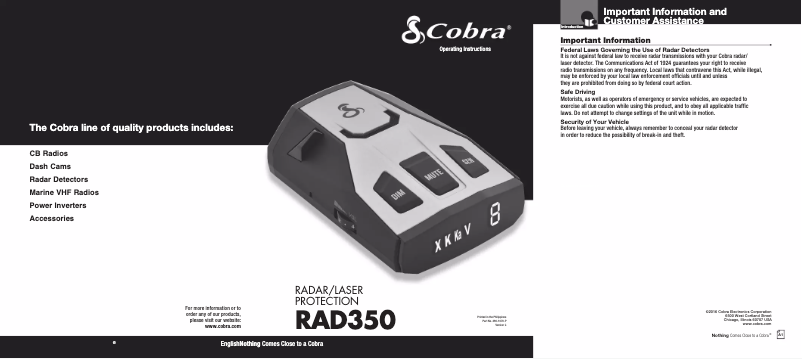 Imagen de la primera página del manual del dispositivo RAD 350