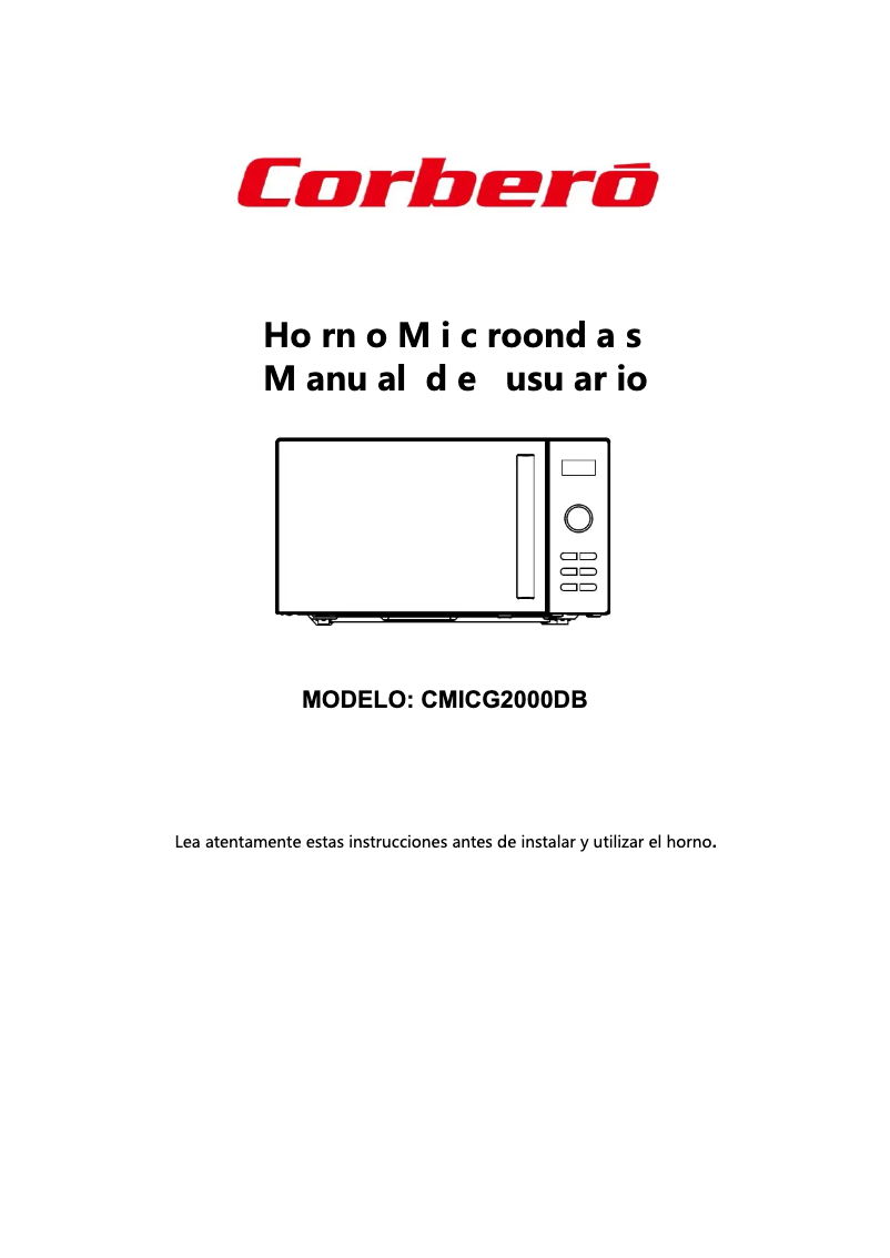 Page 1 de la notice Manuel utilisateur Corbero CMICG2000DB