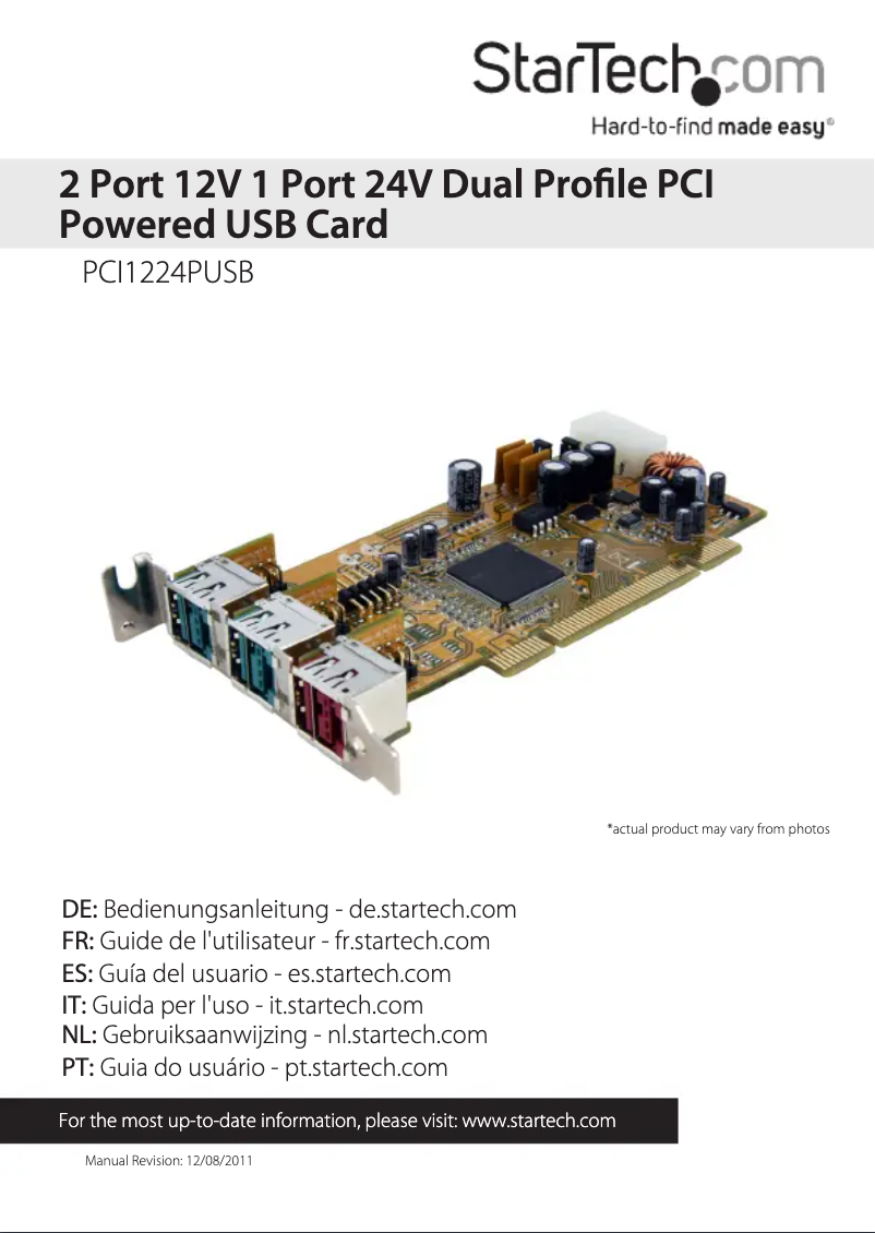 Page 1 de la notice Manuel utilisateur StarTech.com PCI1224PUSB