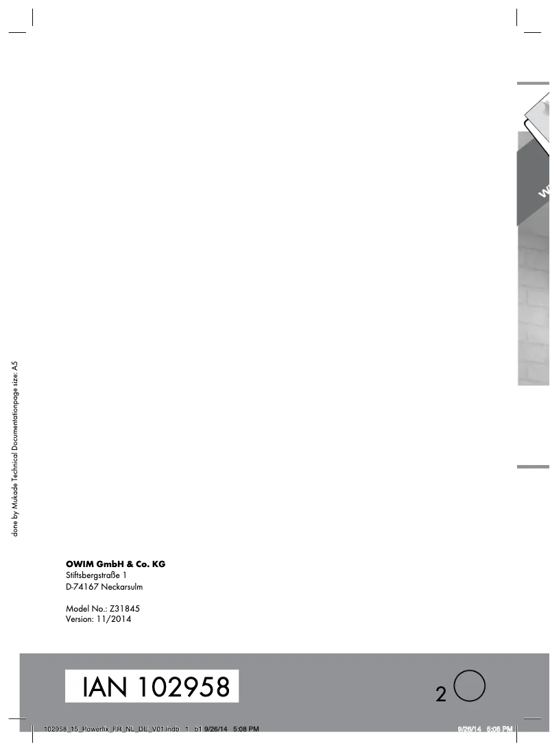 Página 1 del manual Manual de usuario Powerfix Z31331