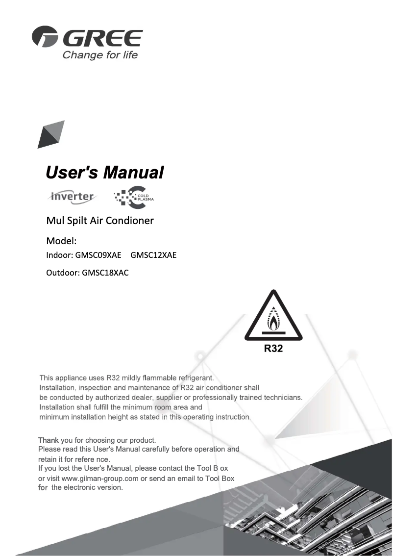 Page 1 de la notice Manuel utilisateur Gree GMSC12XAE