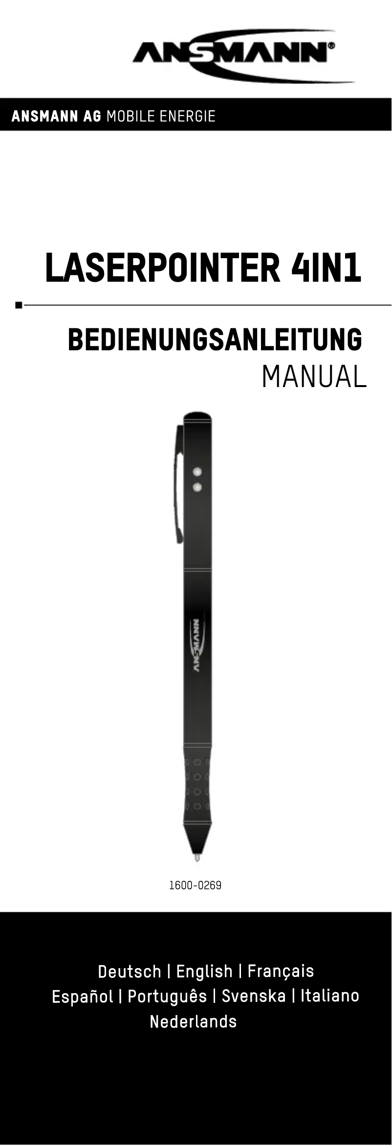 Page 1 de la notice Manuel utilisateur Ansmann Laserpointer 4in1