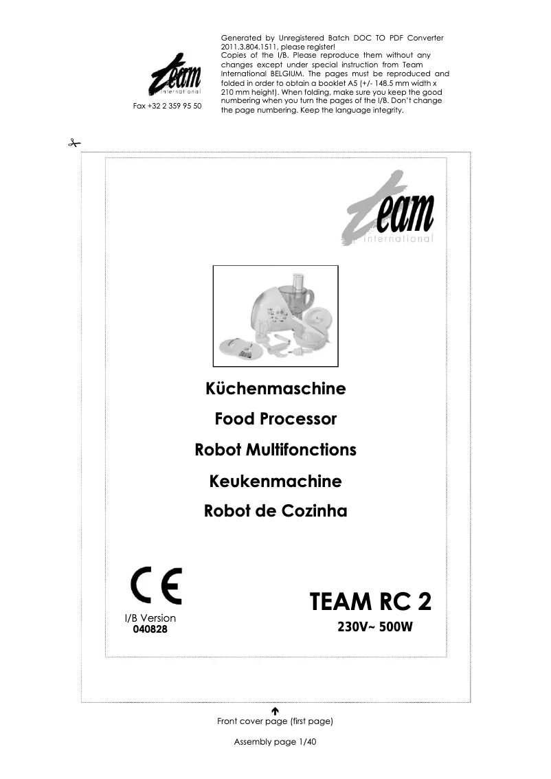 Page 1 de la notice Manuel utilisateur Team RC 2