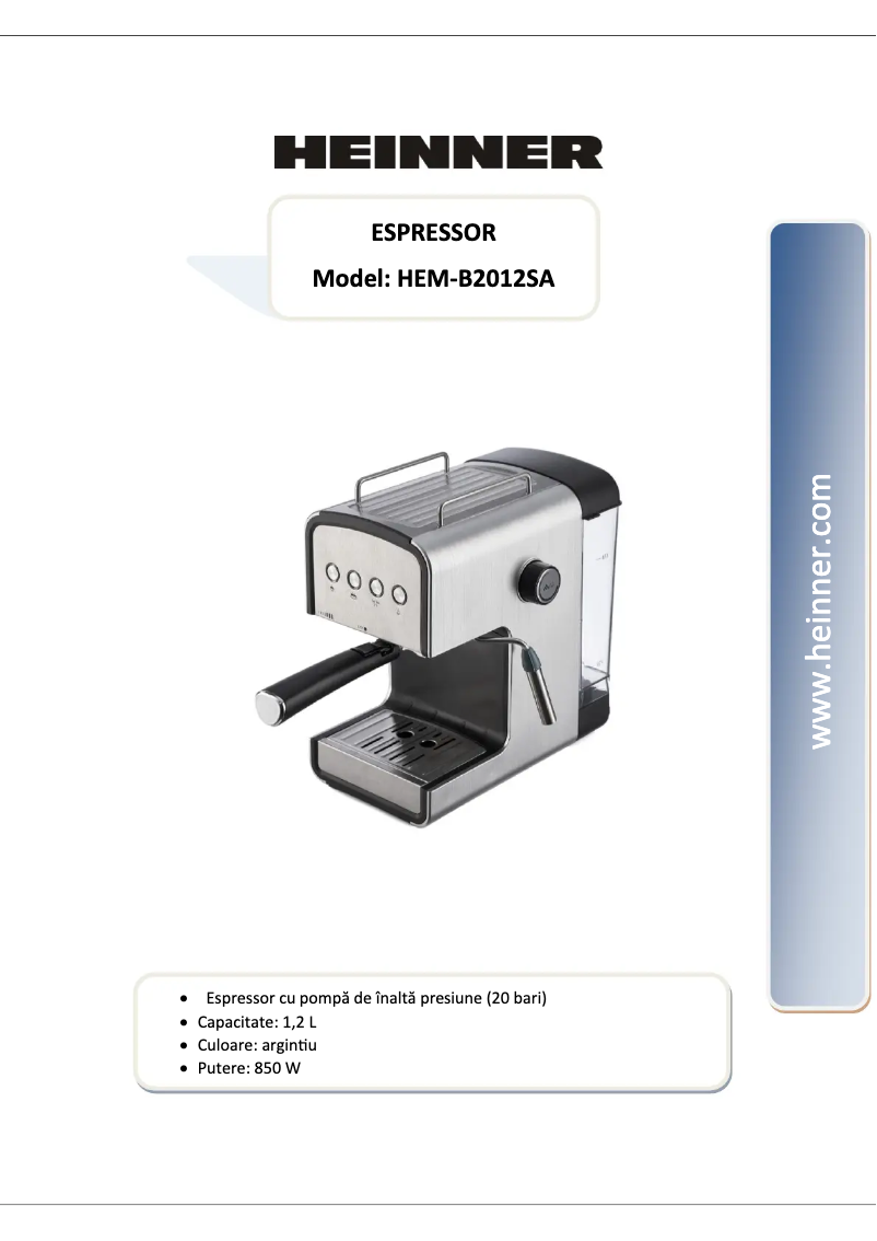 Page 1 de la notice Manuel utilisateur Heinner HEM-B2012SA