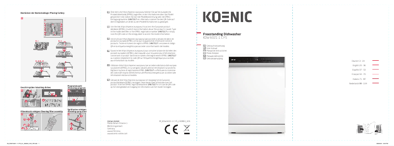 Page 1 de la notice Manuel utilisateur Koenic KDW 6021-1 C FS