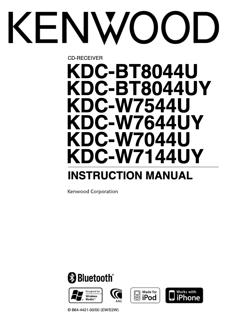 Image de la première page du manuel de l'appareil KDC-BT8044UY