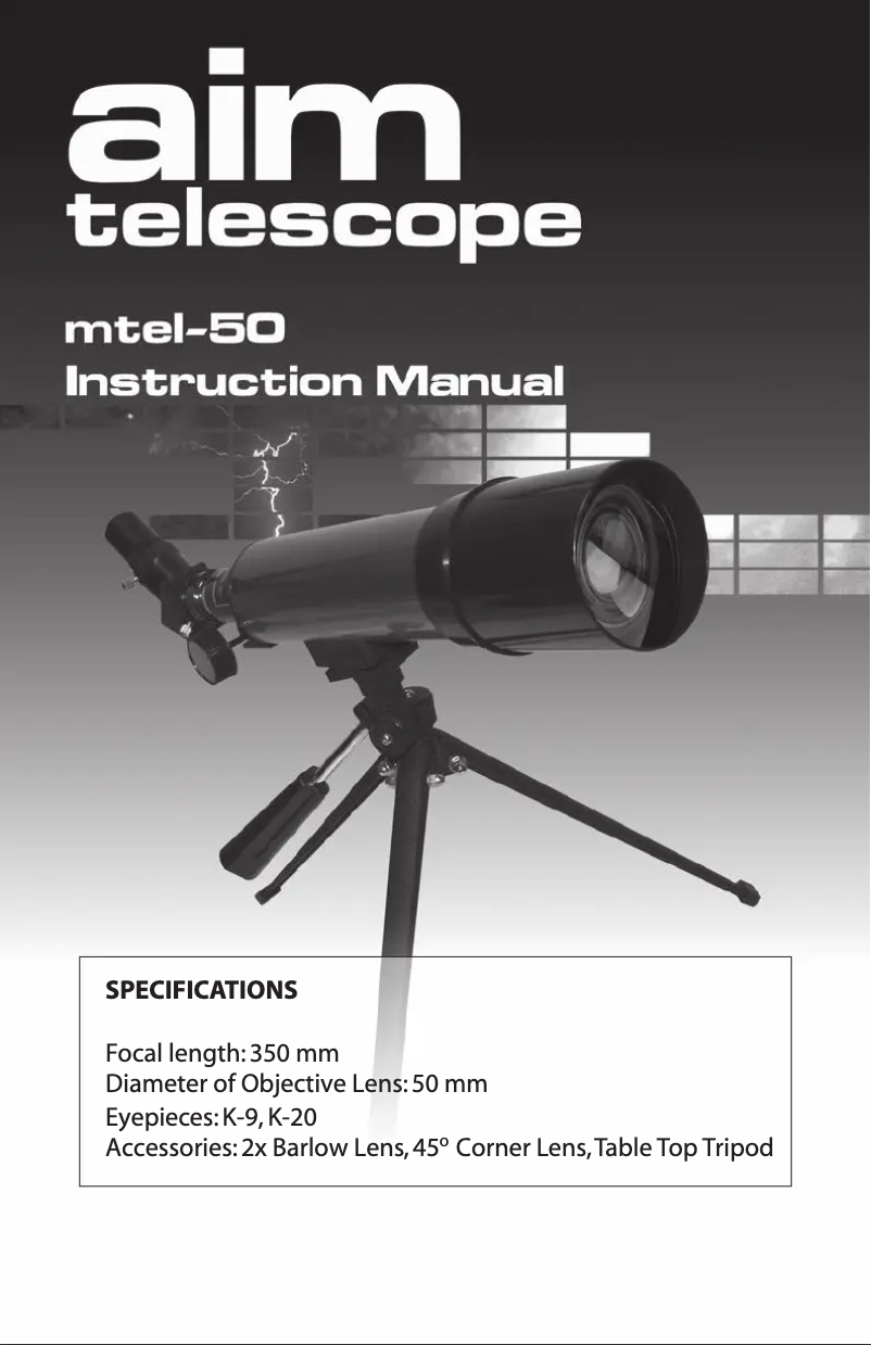 Page 1 de la notice Manuel utilisateur Carson Aim MTEL-50