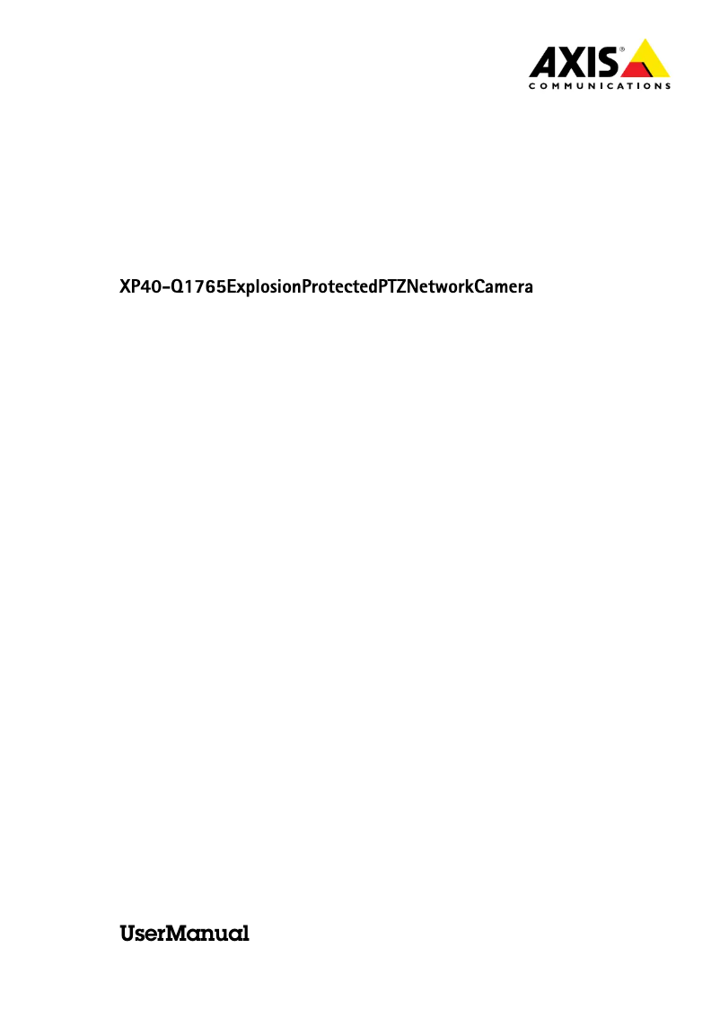 Page 1 de la notice Manuel utilisateur Axis XP40-Q1765 ATEX
