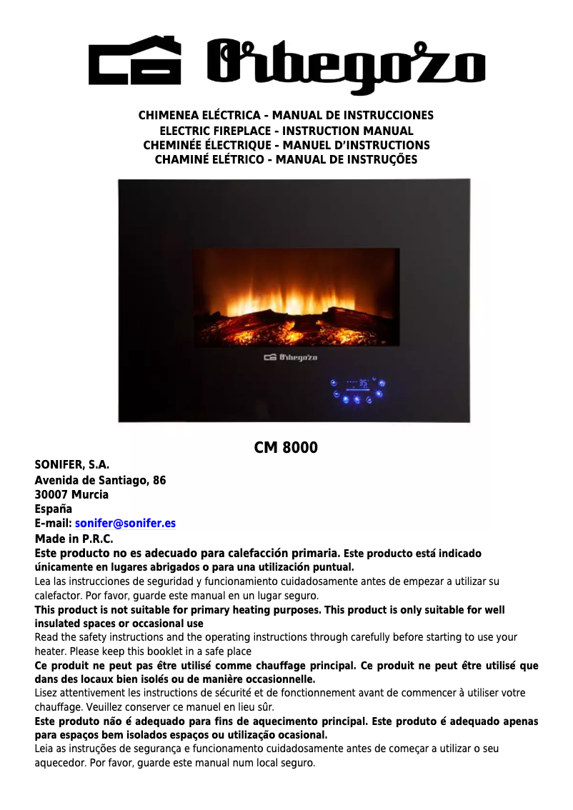 Page n°1 - Manuel utilisateur Orbegozo CM 8000