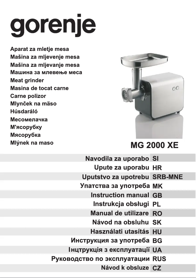 Page 1 de la notice Manuel utilisateur Gorenje MG2000XE