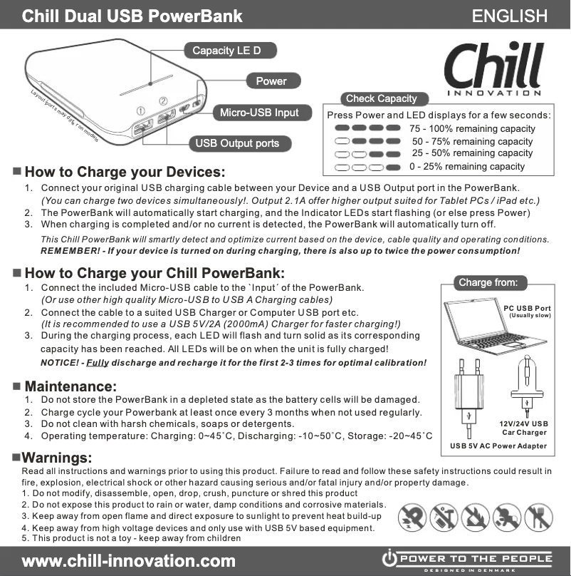 Page 1 de la notice Manuel utilisateur Chill Innovation PB-13400