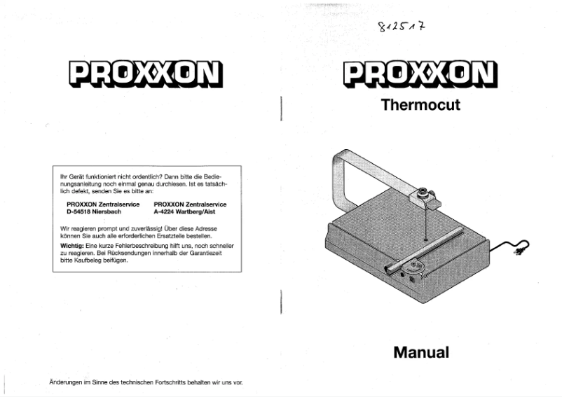Page n°1 - Manuel utilisateur Proxxon Micromot 230/E