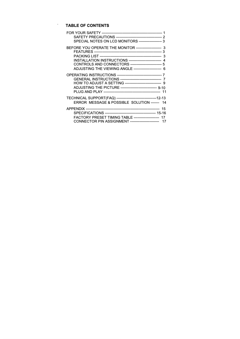 Page n°1 - Manuel utilisateur Acer Value AL1511