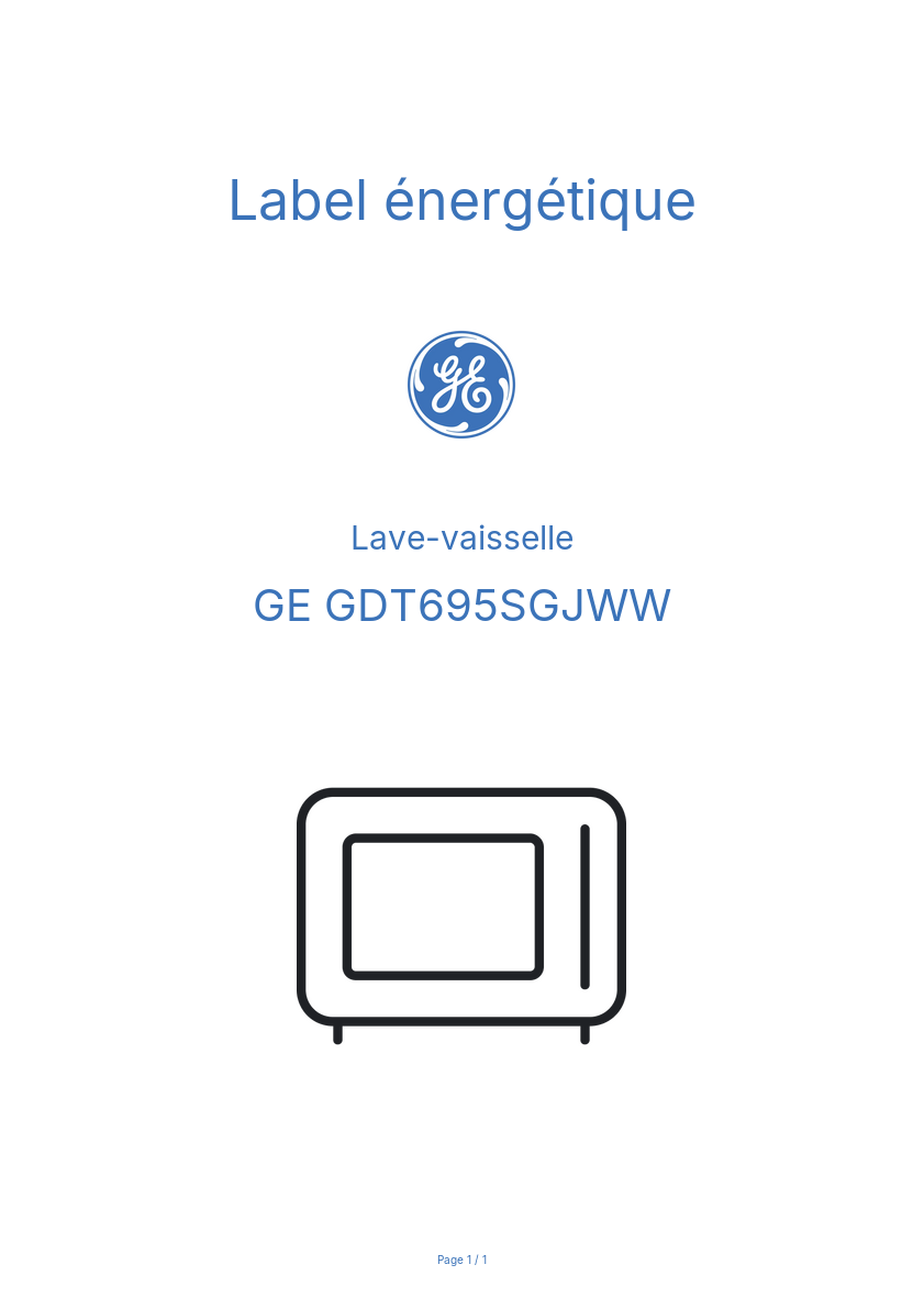 Page n°1 - Label énergétique GE GDT695SGJWW