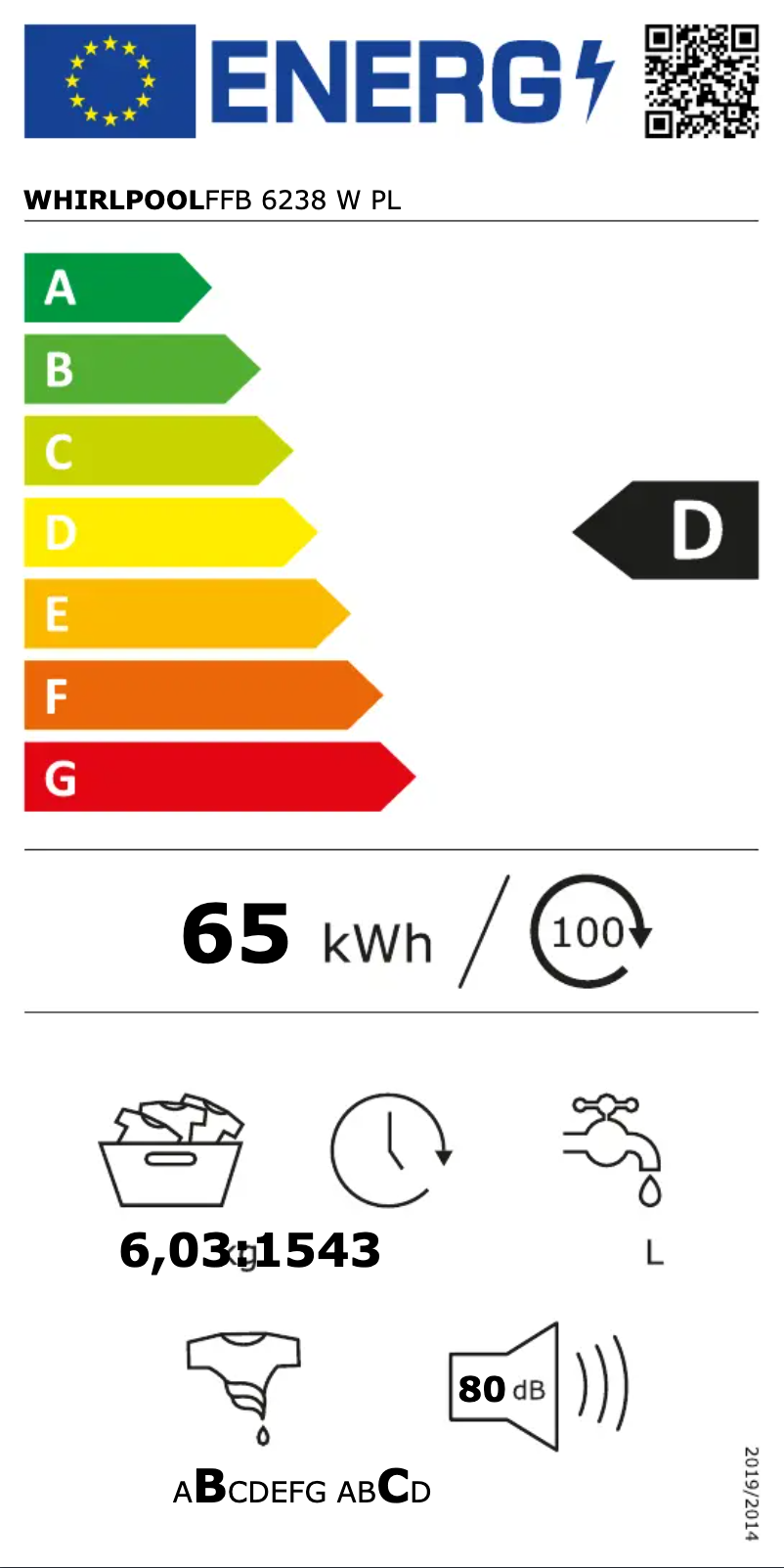 Page 1 de la notice Manuel utilisateur Whirlpool FFB 6238 W PL