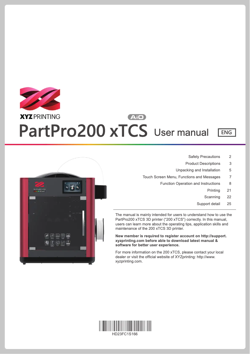 Page n°1 - Manuel utilisateur XYZprinting da Vinci Color