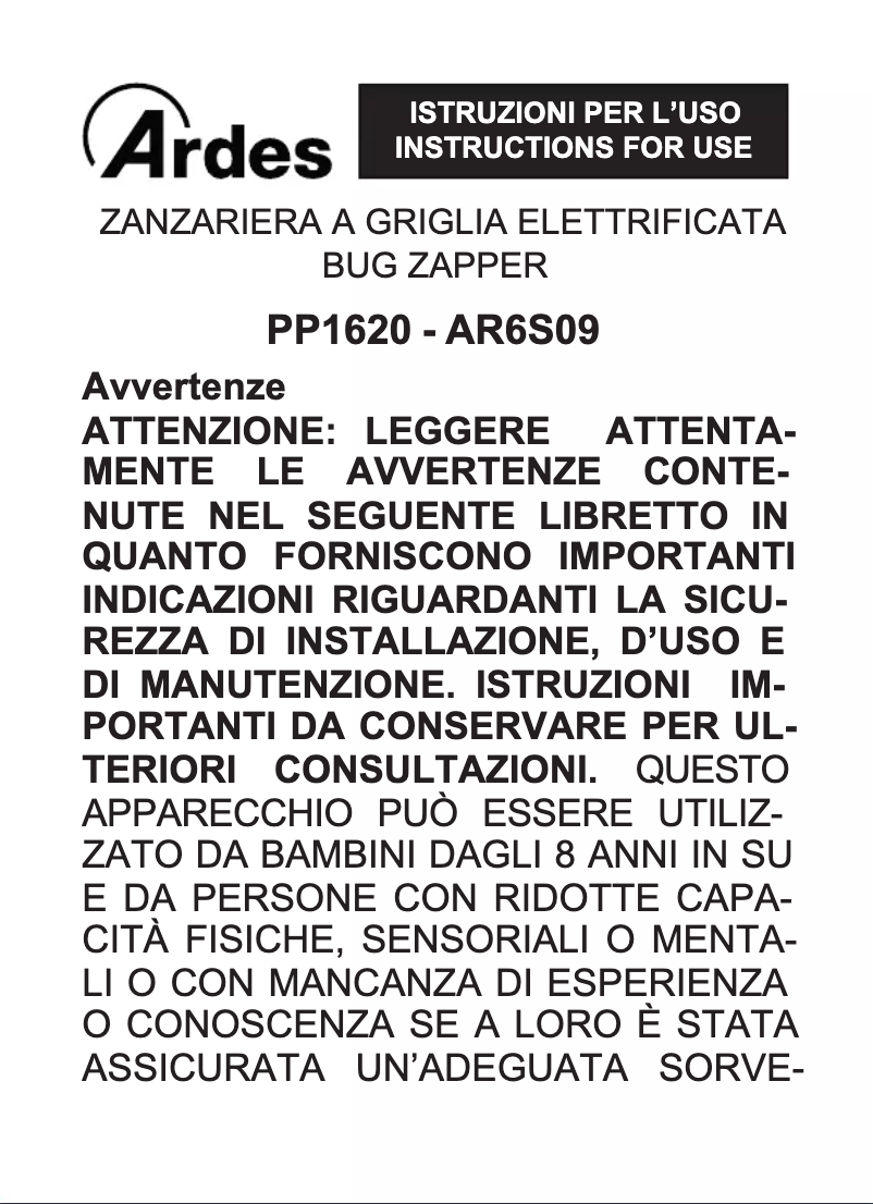 Page 1 de la notice Manuel utilisateur Ardes AR6S03