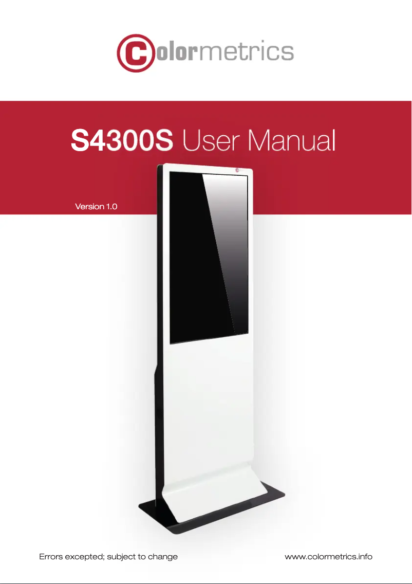 Page n°1 - Manuel utilisateur Colormetrics S4300S