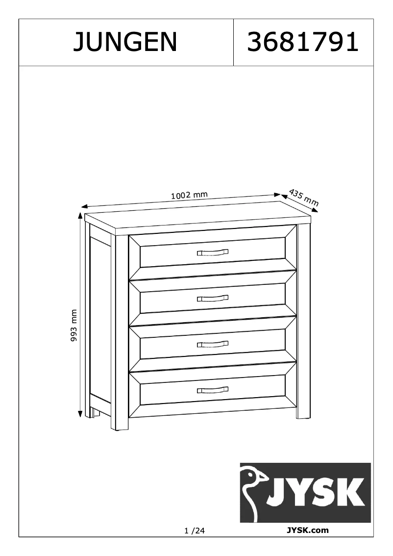 Page n°1 - Manuel utilisateur JYSK Jungen (100x100x44)