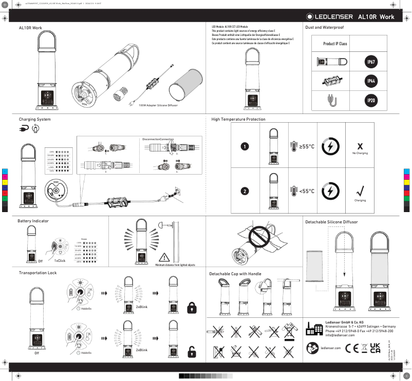 Page 1 de la notice Manuel utilisateur Ledlenser AL10R Work