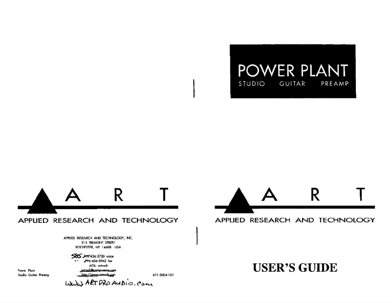 Image de la première page du manuel de l'appareil Power Plant