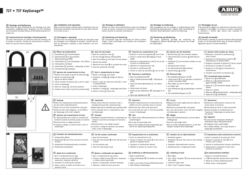 Page 1 de la notice Instructions / montage Abus KeyGarage 737