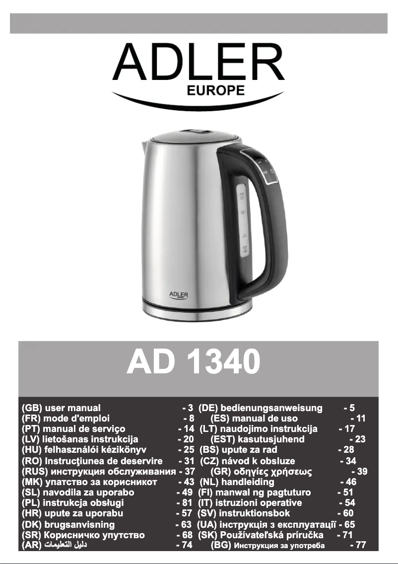 Page n°1 - Manuel utilisateur Adler AD 1340