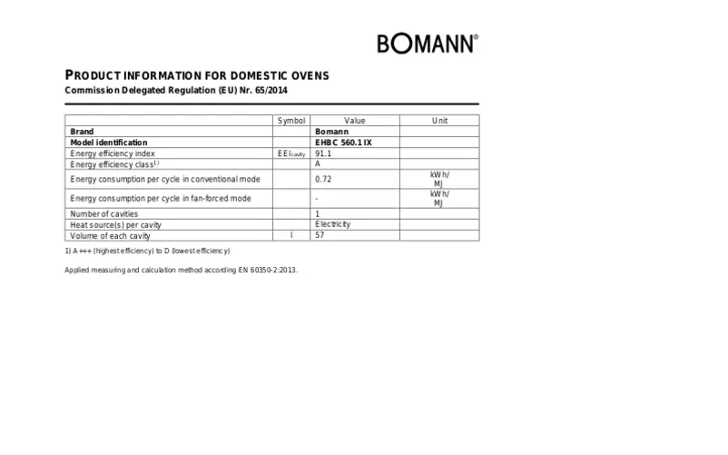 Page 1 de la notice Fiche technique Bomann EHBC 560.1