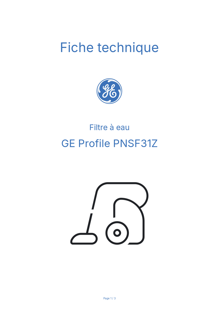 Page n°1 - Fiche technique GE Profile PNSF31Z