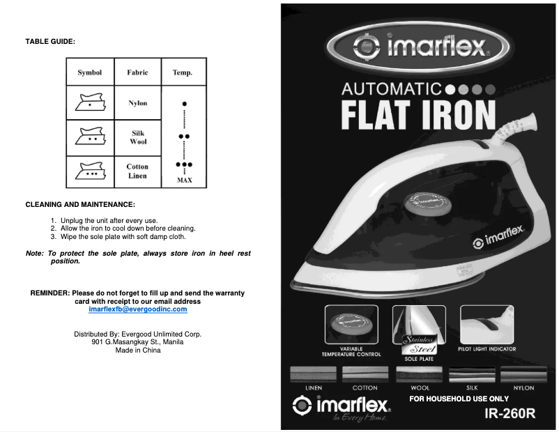 Page n°1 - Manuel utilisateur Imarflex IR-260R