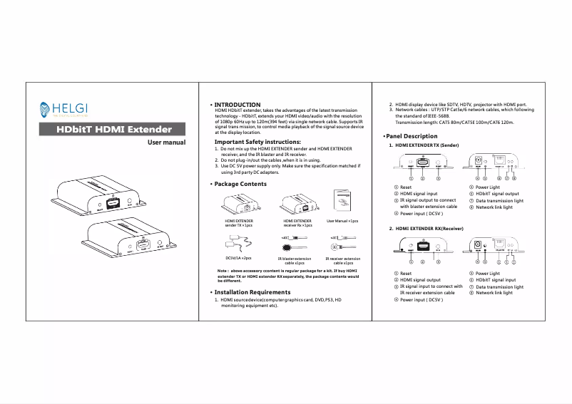 Page 1 de la notice Manuel utilisateur HELGI HLG0383