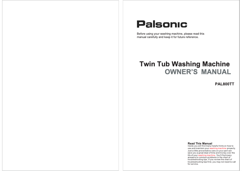 Image de la première page du manuel de l'appareil PAL800TT