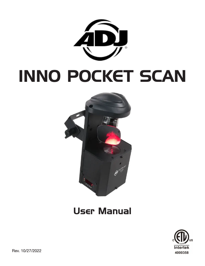 Page 1 de la notice Manuel utilisateur American DJ Inno Pocket Scan