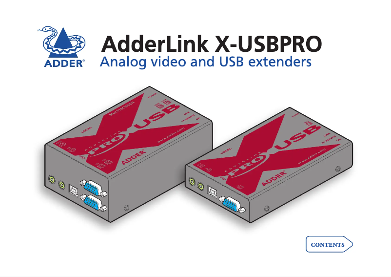 Page 1 de la notice Manuel utilisateur Adder ADDERLink X-USB PRO