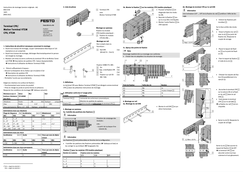 Page 1 de la notice Instructions / montage Festo VTEM