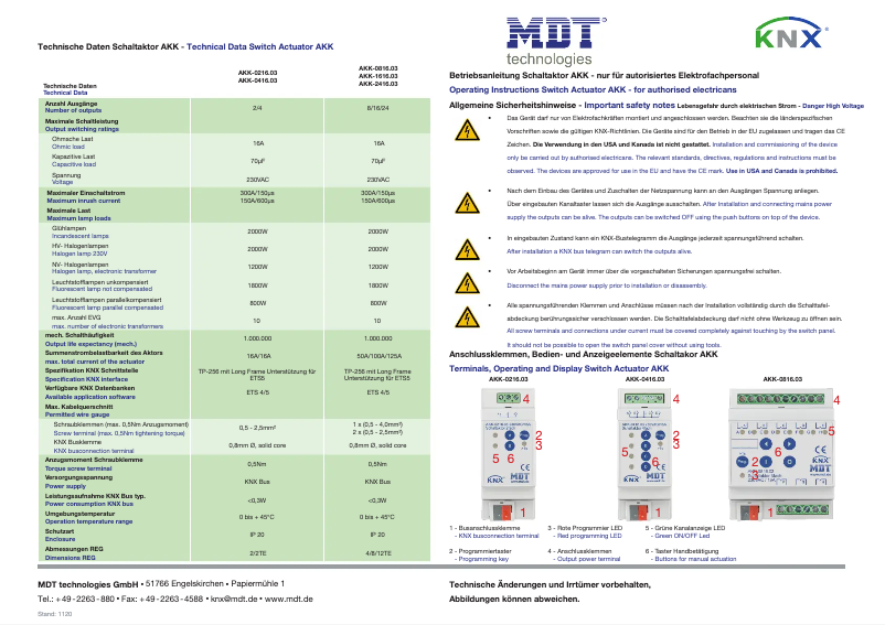 Page 1 de la notice Manuel utilisateur MDT AKK-2416.03