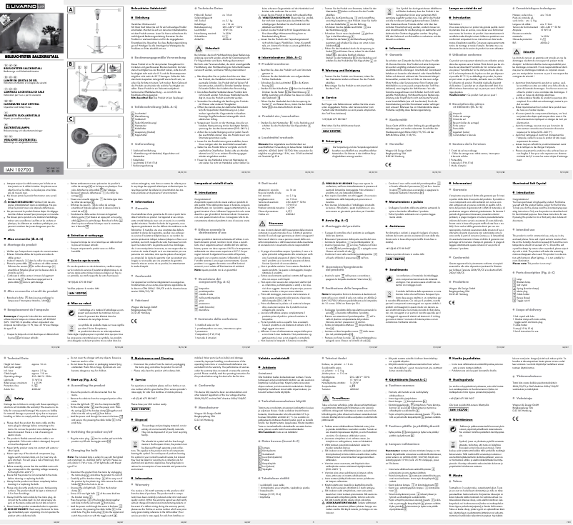 Page 1 de la notice Manuel utilisateur Livarno Lux IAN 102700
