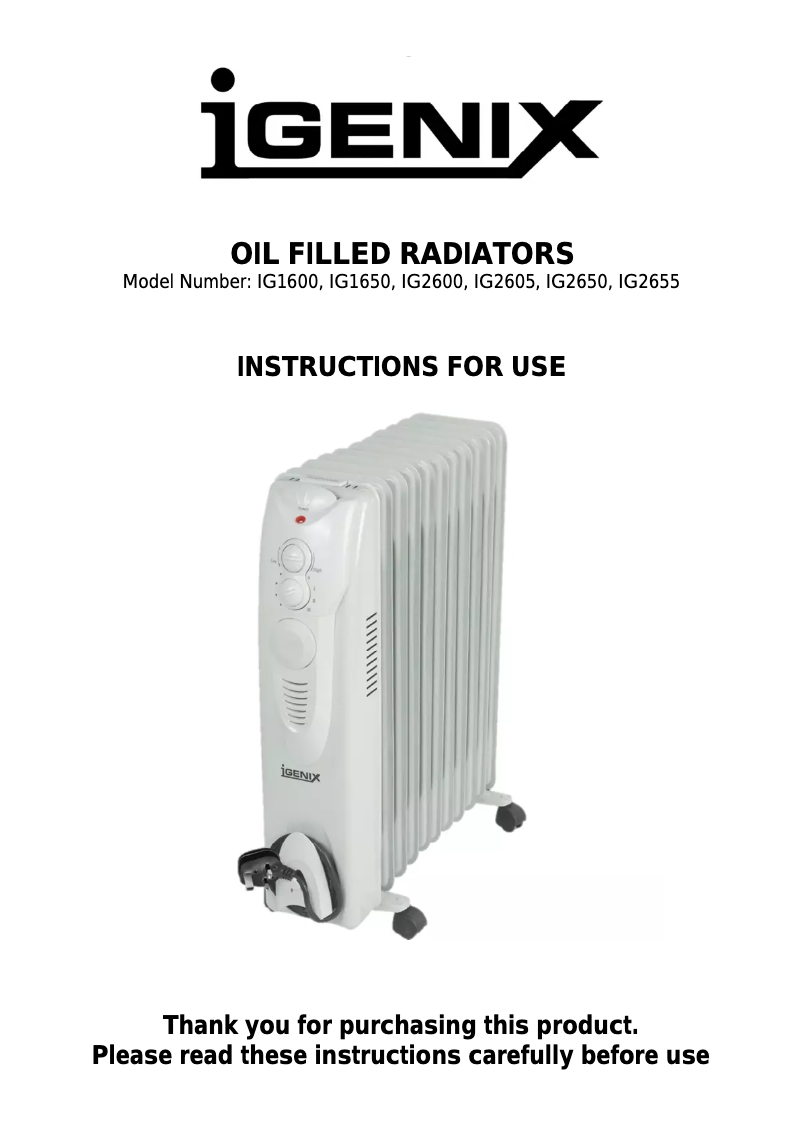 Page 1 de la notice Manuel utilisateur Igenix IG1650