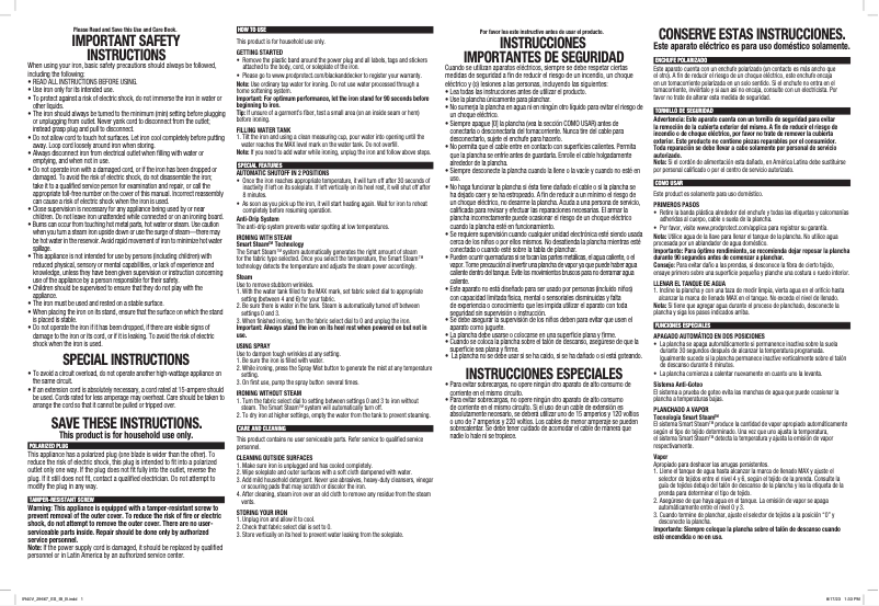 Page n°1 - Manuel utilisateur Black & Decker SmartSteam IR40V