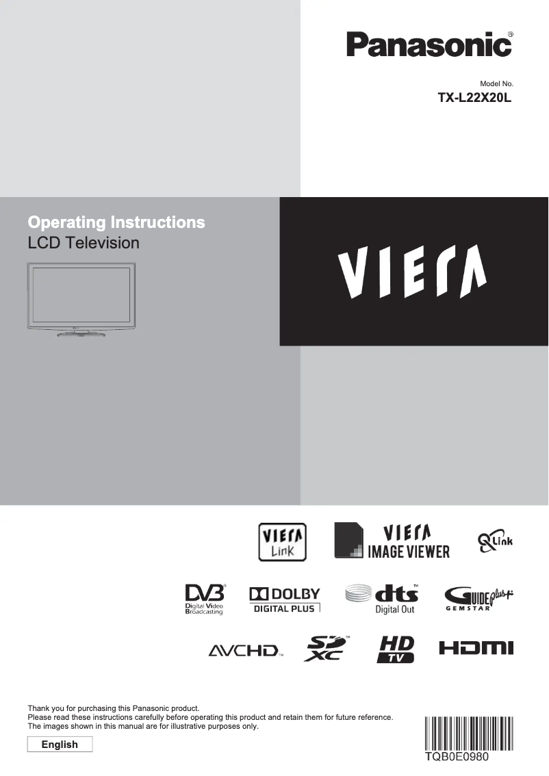 Page 1 de la notice Manuel utilisateur Panasonic Viera TX-L22X20L