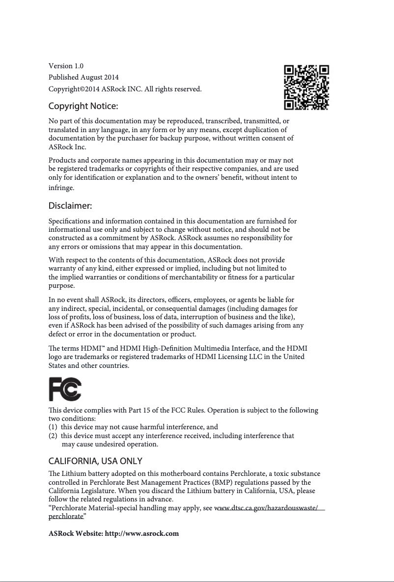 Page n°1 - Manuel utilisateur Asrock Q1900M Pro3