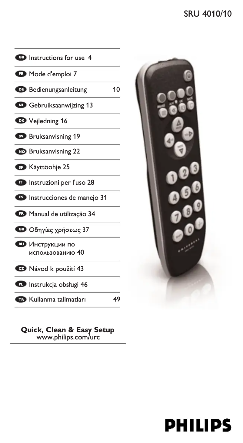 Page n°1 - Manuel utilisateur Philips SRU4010