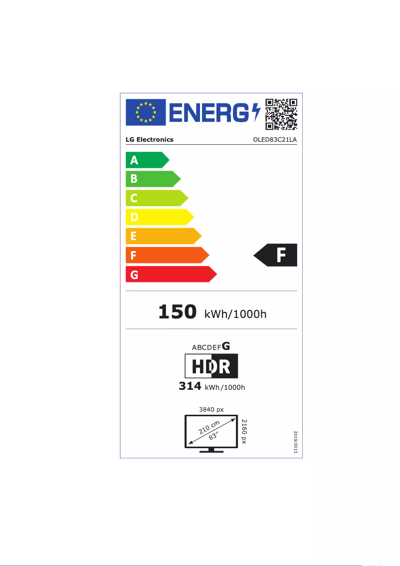 Página 1 del manual Etiqueta energética LG OLED83C21LA