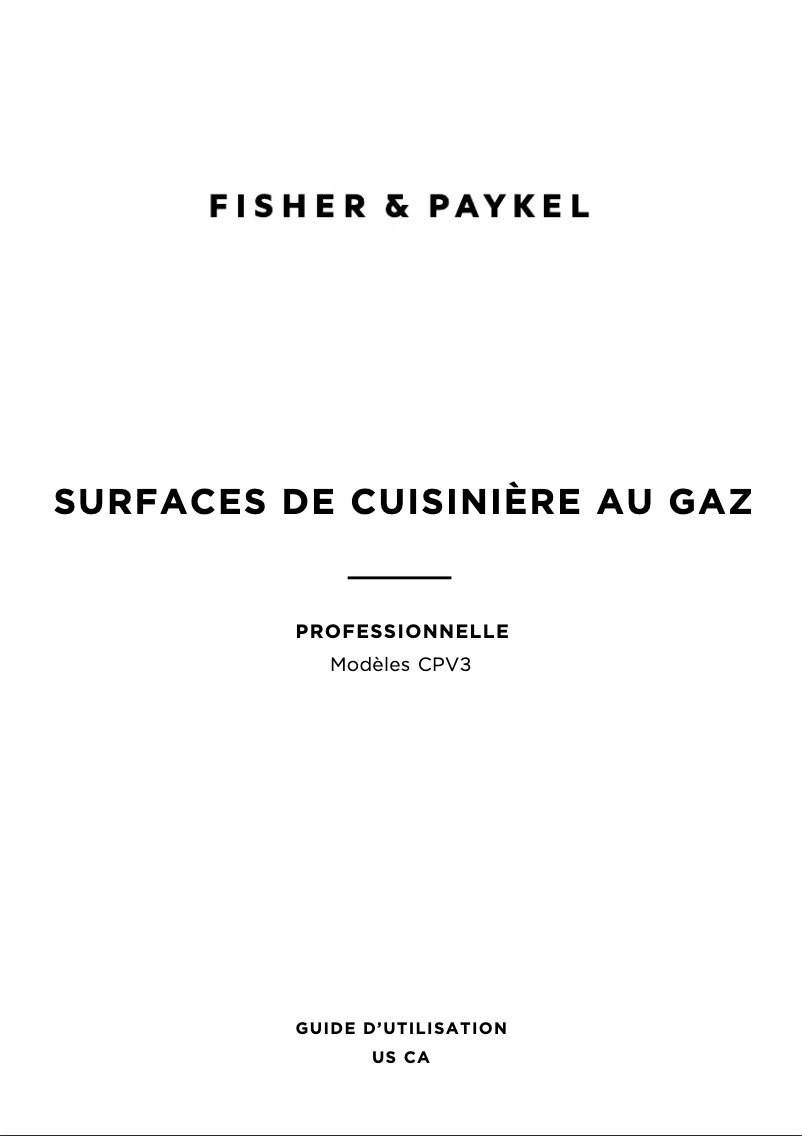 Page 1 de la notice Manuel utilisateur Fisher & Paykel CPV3-488