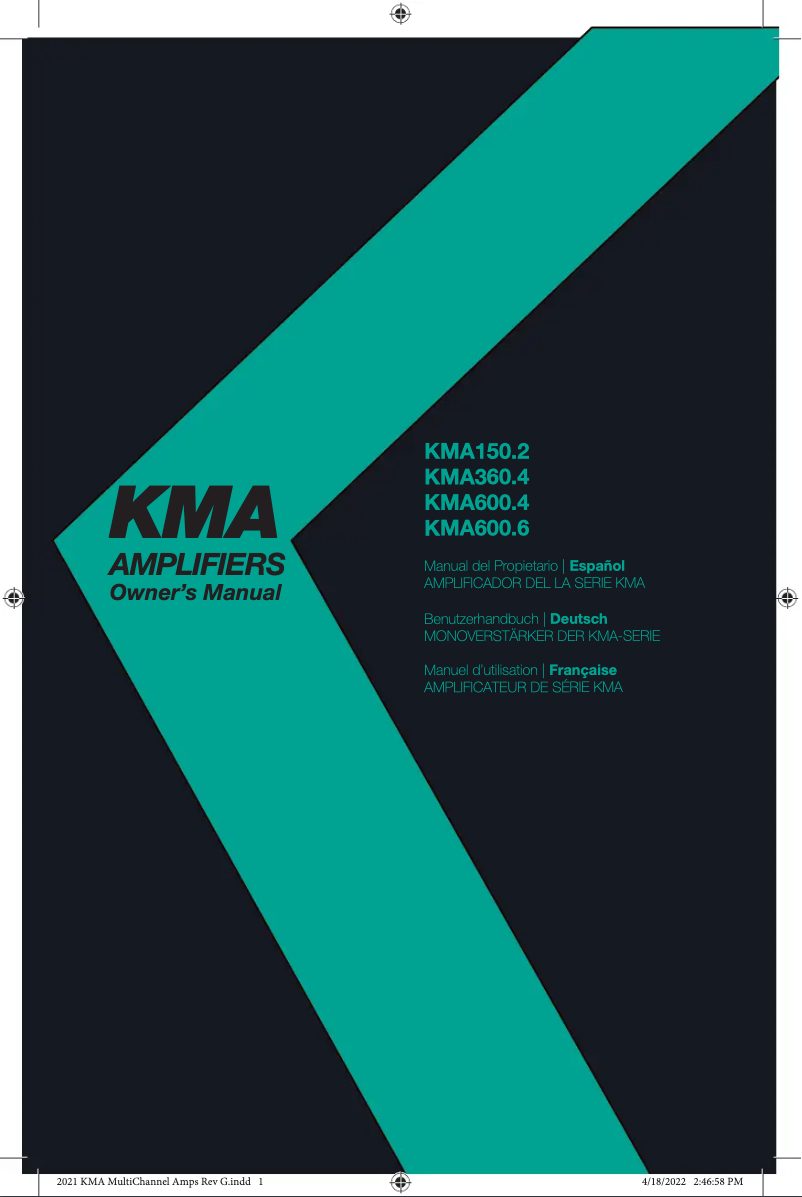 Page 1 de la notice Manuel utilisateur Kicker KMA150.2