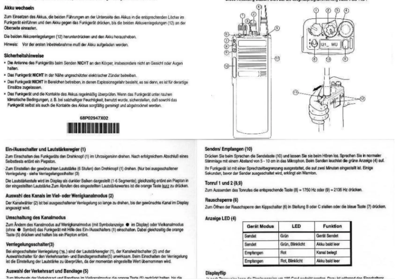 Image de la première page du manuel de l'appareil GP900