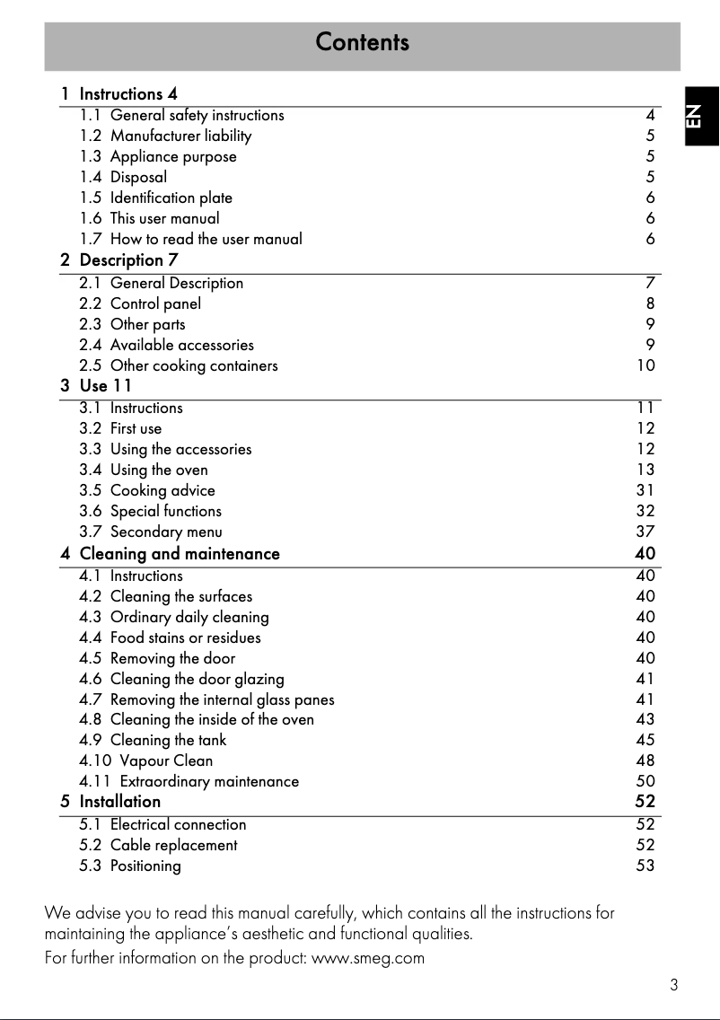 Page 1 de la notice Manuel utilisateur Smeg SFA4920VCP
