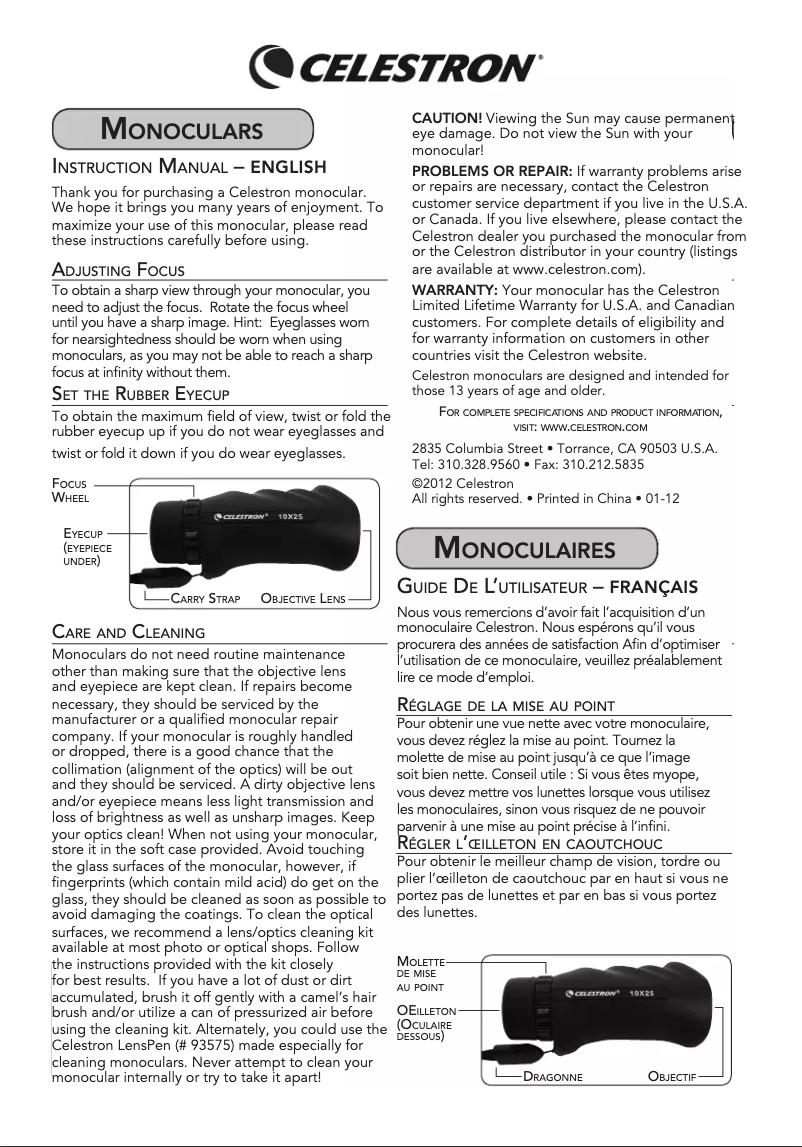 Image de la première page du manuel de l'appareil Nature