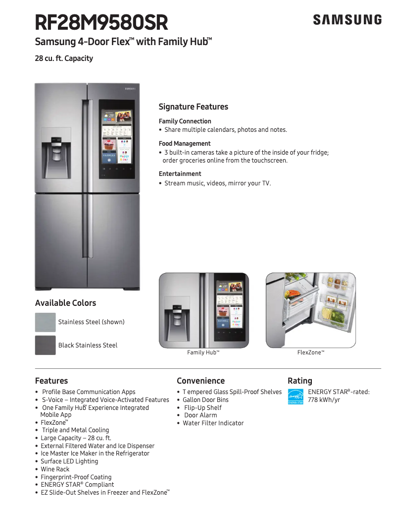 Image de la première page du manuel de l'appareil RF28M9580S