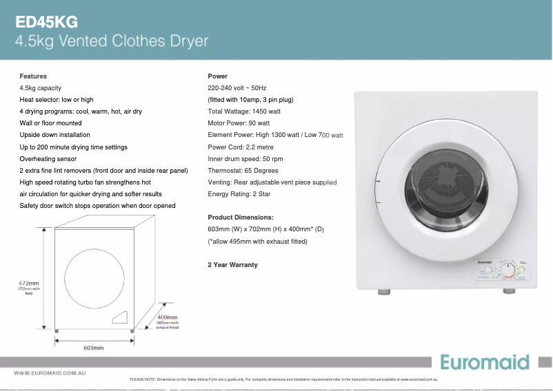 Image de la première page du manuel de l'appareil ED45KG